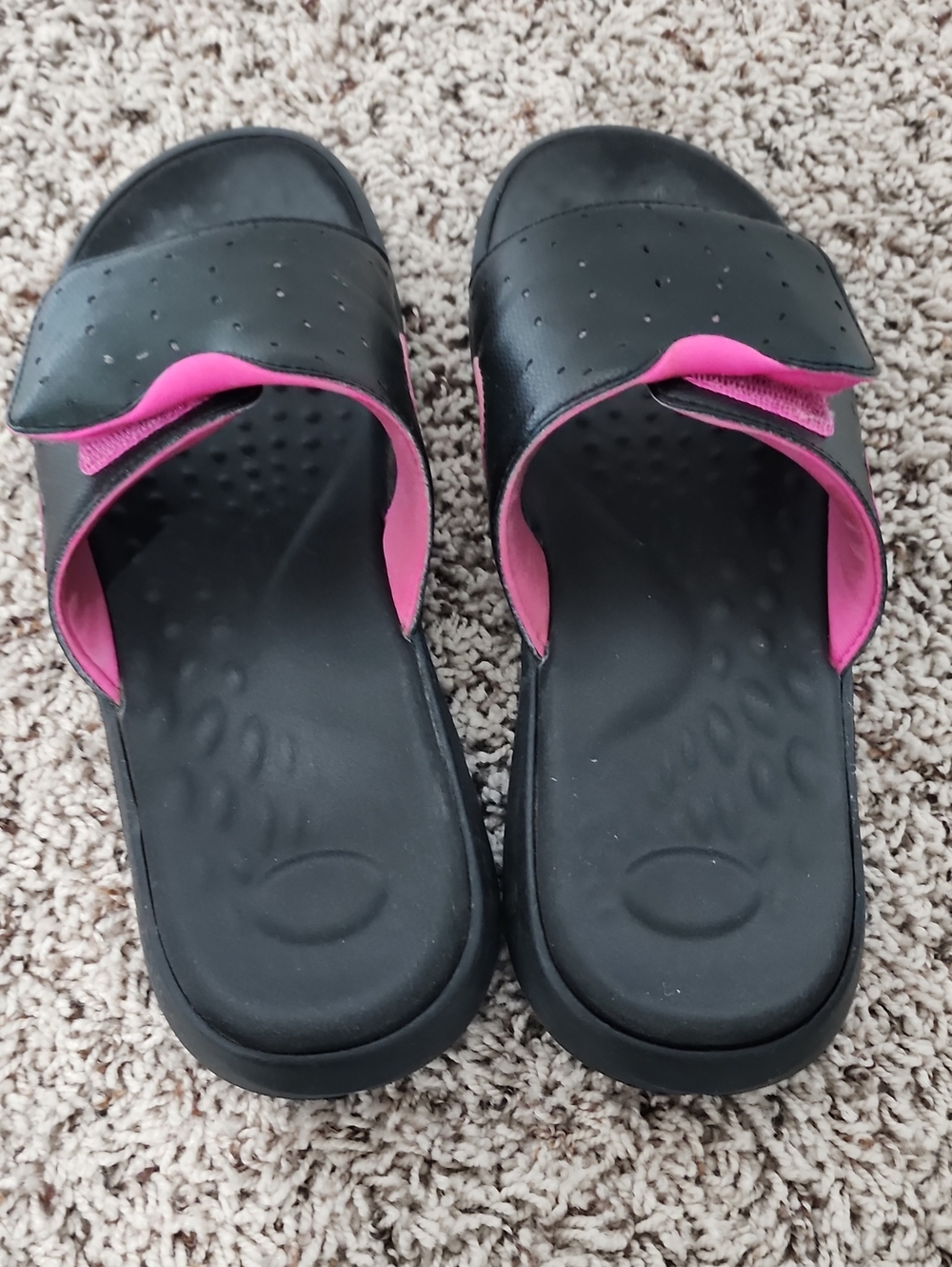 Under Armour Black and Pink Slide Sandals